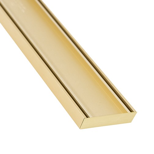 Tile Insert Grate 26x100mm - Brushed Gold