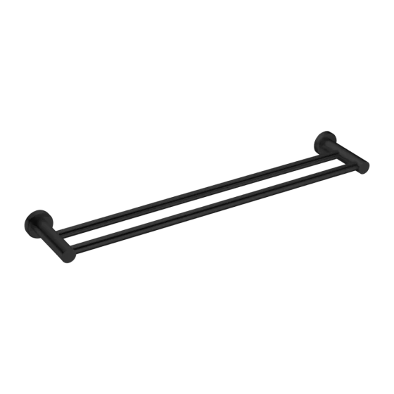 Nishan Double Towel Rail Round 600mm- Black