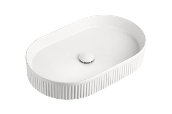 Ellipse Fluted Basin 360x580x100mm -Gloss White
