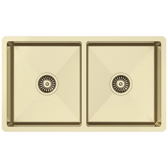Double Bowl Sink 450x800x250mm - Brushed Gold