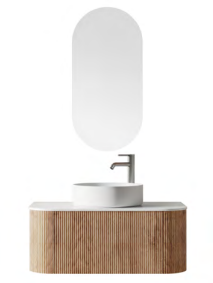 Nishan Fluted Walnut Vanity With Top - 900mm