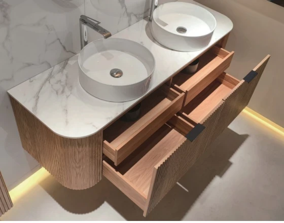 Nishan Fluted Walnut Vanity With Top - 1500mm