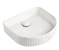 Arch Fluted Basin 420x360x120mm - Gloss White